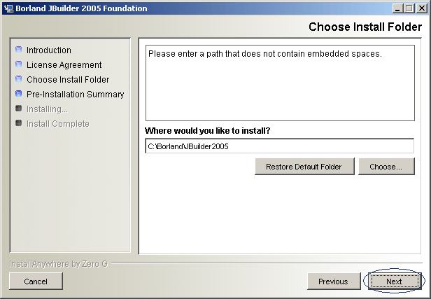 JBuilder - installation folder